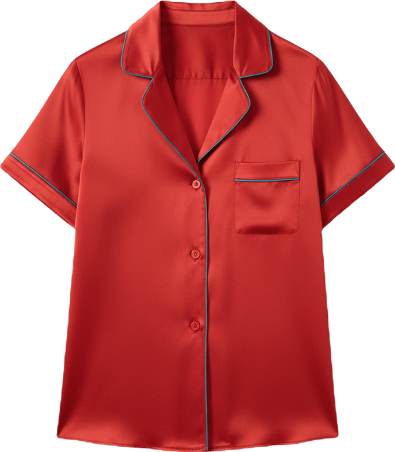 Women's Lsxes Contrast-Trimmed Silk Shirt