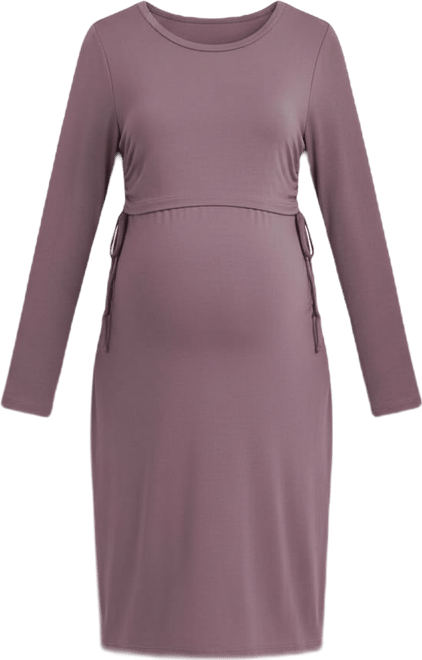 Women's Bodycon Long Sleeve Side Ties Maternity Nursing Dress