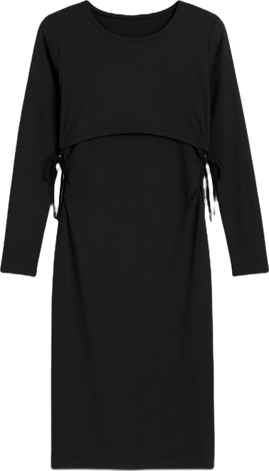 Women's Bodycon Long Sleeve Side Ties Maternity Nursing Dress