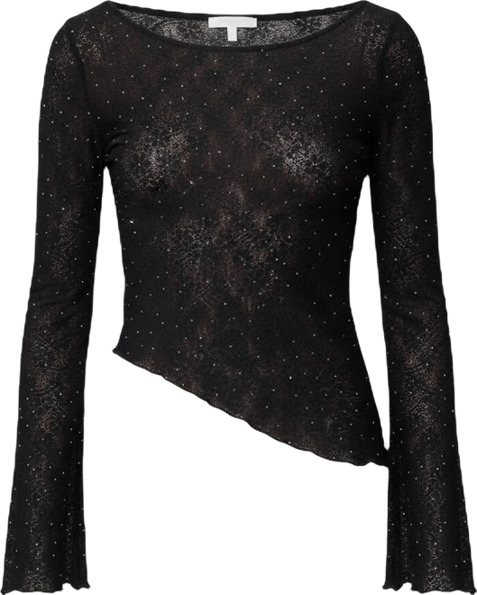 Women's Mare Asymmetric Gem Sheer Lace Top