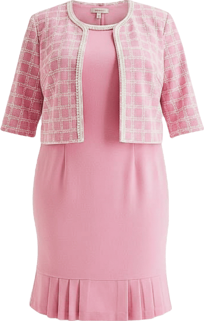 Maya Brooke Womens Plus Pearl Trim Jacket Dress, Color: Blush White -  JCPenney