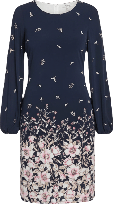 Petite Placement Print Shift Crewneck Dress