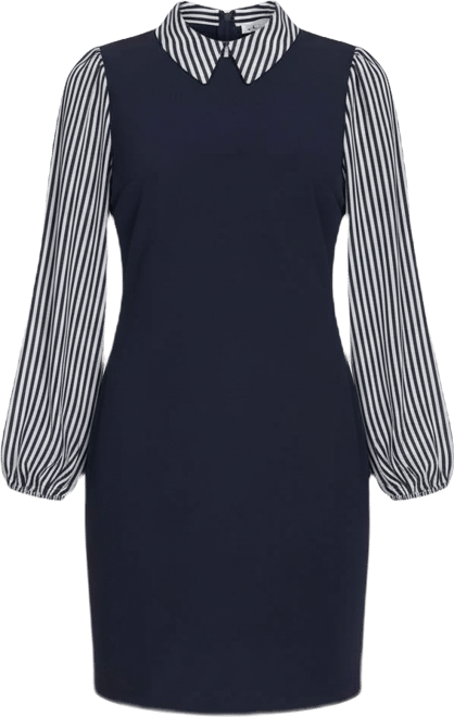 Petite Long-Sleeve Twofer Sheath Dress