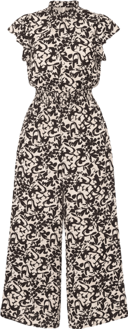 Petite Printed Flutter Short-Sleeve Jumpsuit