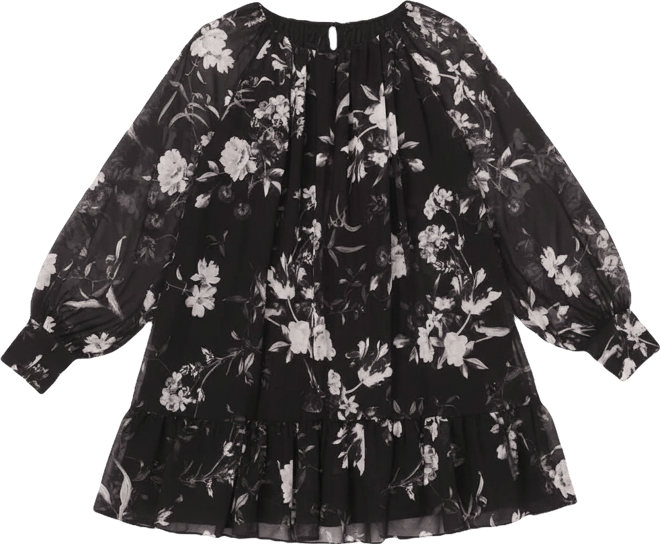 Women's Printed Long-Sleeve Mini Dress