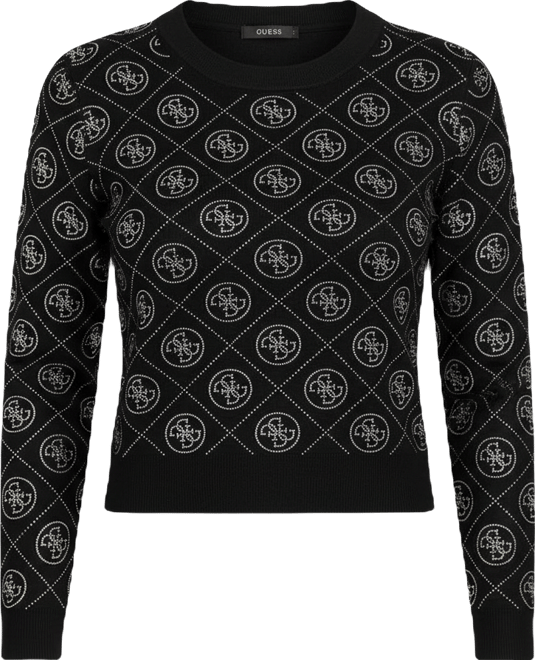 Women's Long-Sleeve Crewneck Rhinestones 4G Sweater