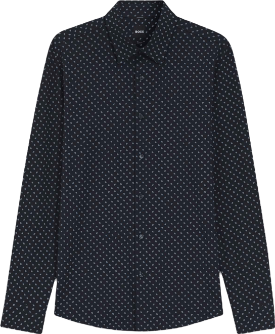 Boss by  Men's Printed Cotton Blend Slim-Fit Dress Shirt