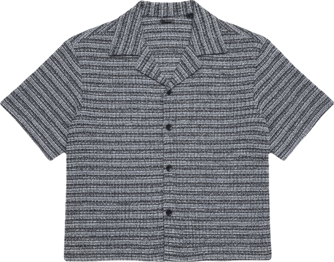 Men's Boucle Tweed Crop Button Up Shirt