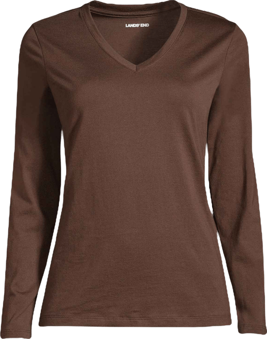 Women's Relaxed Supima Cotton Long Sleeve V-Neck T-Shirt