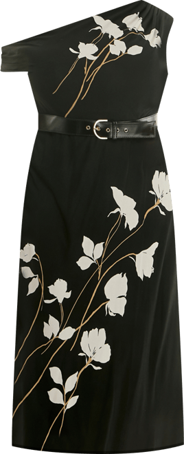 Plus Size Belted Placement Maxi Dress