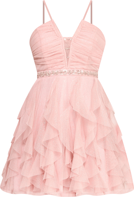 Juniors' Strappy Petal Detail Skirt Dress