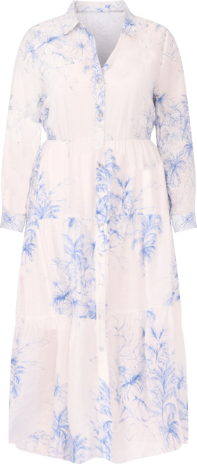 Plus Size Floral Print Long-Sleeve Belted Maxi Dress