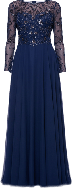 Women's Long-Sleeve Boat Neck Gown