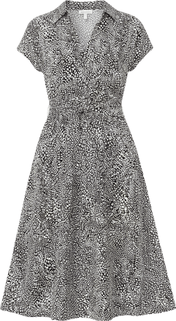 Women's Wide Tie Collared Midi Dress