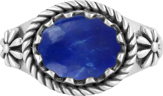 Sterling Silver Lapis East West Ring, Sizes 5 to 11