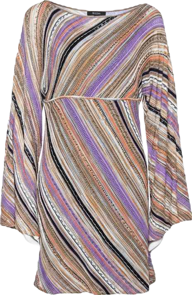 Pre-Owned M Missoni Women's Multicolor Perforated Knit Long Sleeve Dress