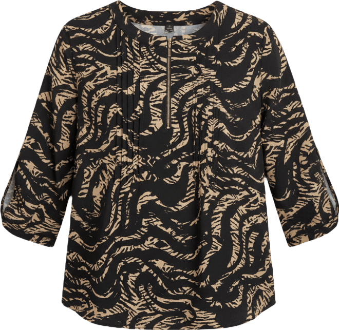 Women's Plus Size Hailey Zip Front Pintuck Blouse