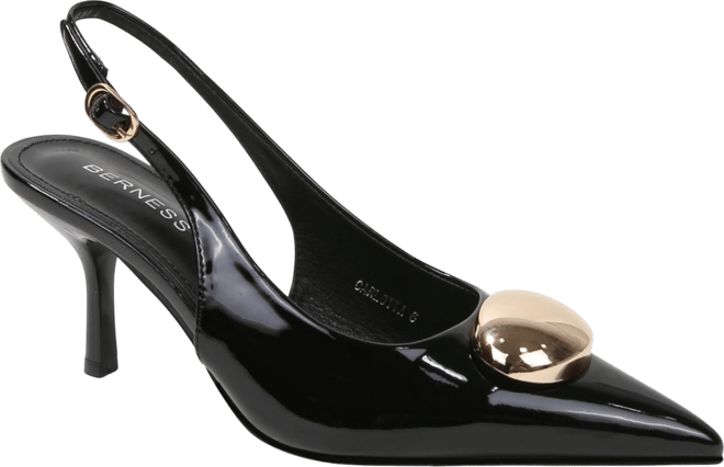 Carlotta Patent Slingback Heels with Gold Dome Accent