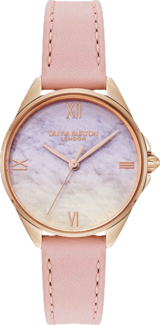 Women's Azure Rose Leather Strap Watch, 30mm