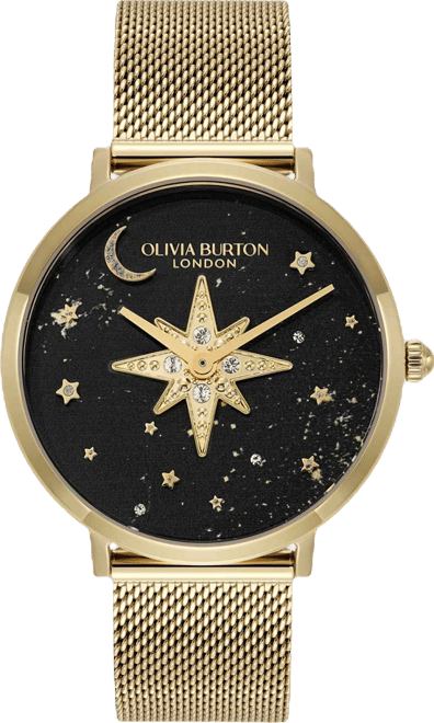 Women's Celestial Nova Gold Tone Stainless Steel Mesh Bracelet Watch, 35mm