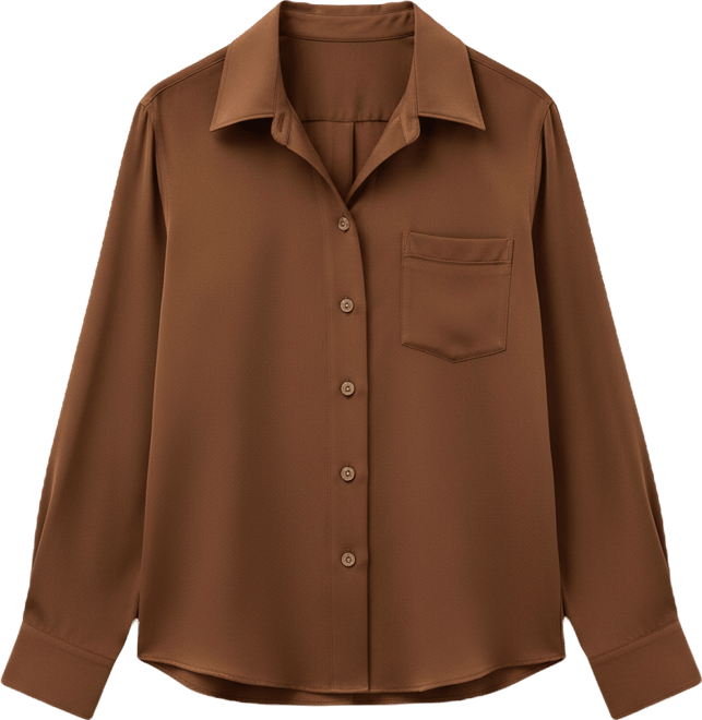 Women's Basic Silk Spread Collar Shirt