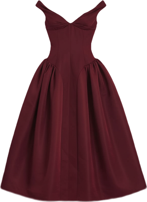 Women's Omella Burgundy Ruched Bust Sweetheart Flared Maxi Dress