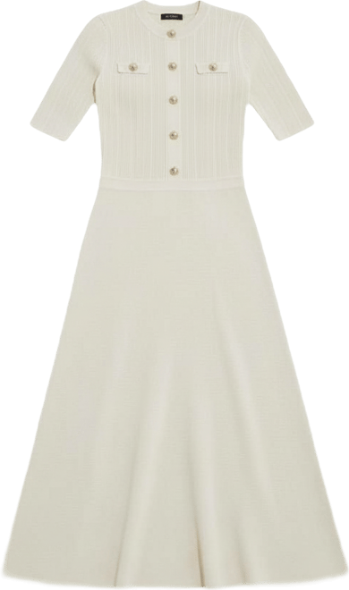 Women's Rib Knit Military Trim Maxi Dress