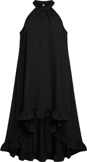 Women's Plus Size High Low Dramatic Ruffle Detail Dress