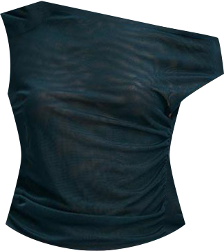 Women's Gathered Mesh Off Shoulder Top