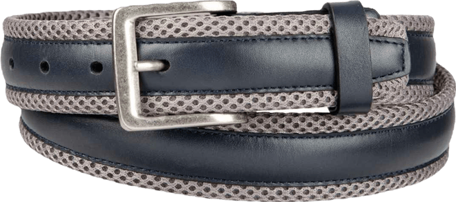 Men's Mesh Cushioned Leather Overlay Stretch Belt