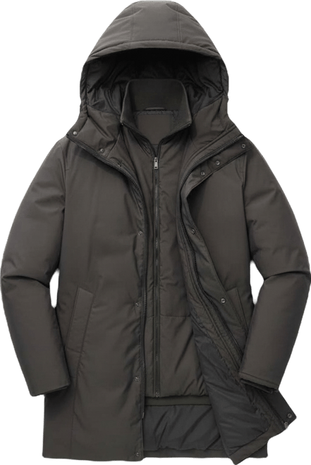 Men's Detachable Water-Repellent Quilted Parka