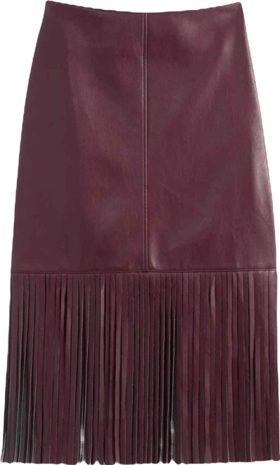 Women's Faux-Leather Fringe-Trim Skirt, Macy's Exclusive