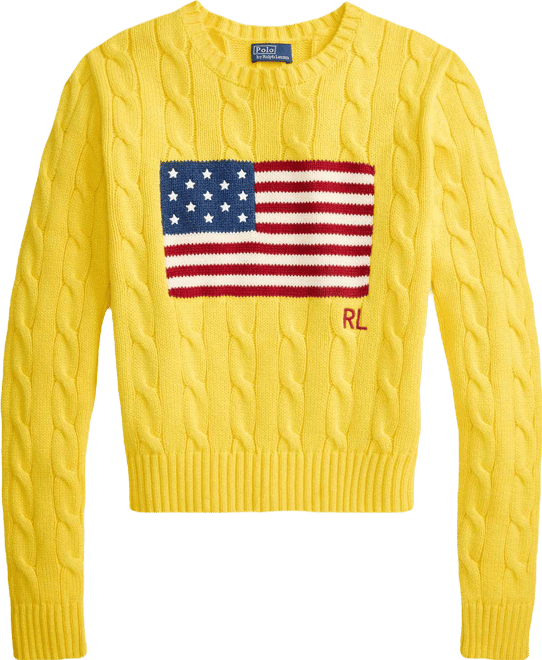 Women's Flag Cable-Knit Cropped Sweater