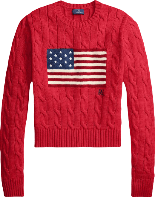 Women's Flag Cable-Knit Cropped Sweater