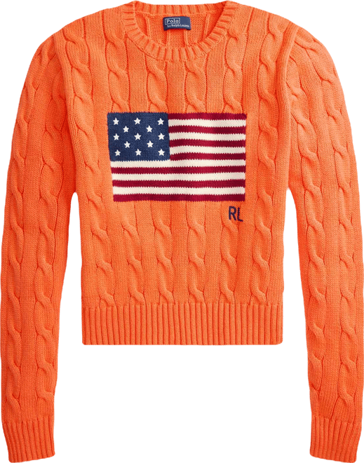 Women's Flag Cable-Knit Cropped Sweater