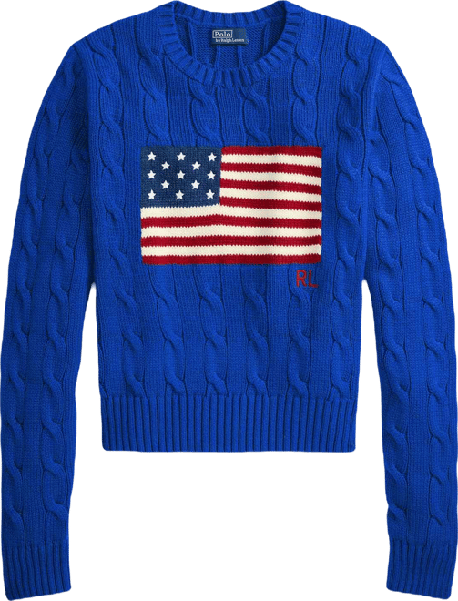 Women's Flag Cable-Knit Cropped Sweater