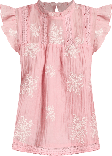 Women's Embroidered Flutter-Sleeve Top, Macy's Exclusive