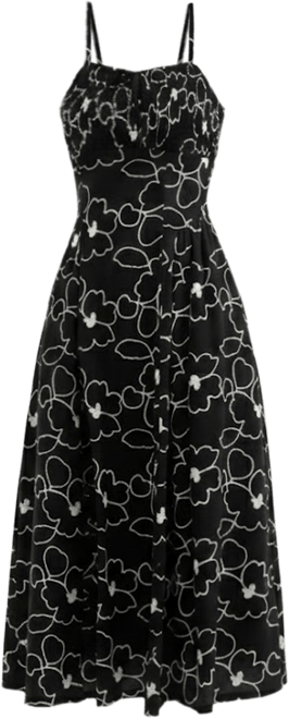 Women's Embroidered Sleeveless Midi Dress