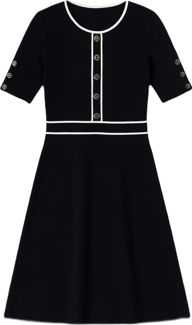 Women's Contrast-Trim Fit & Flare Sweater Dress