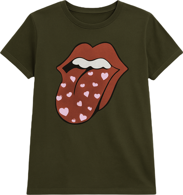 Women's Rolling Stones Heart Lip Crewneck T-Shirt