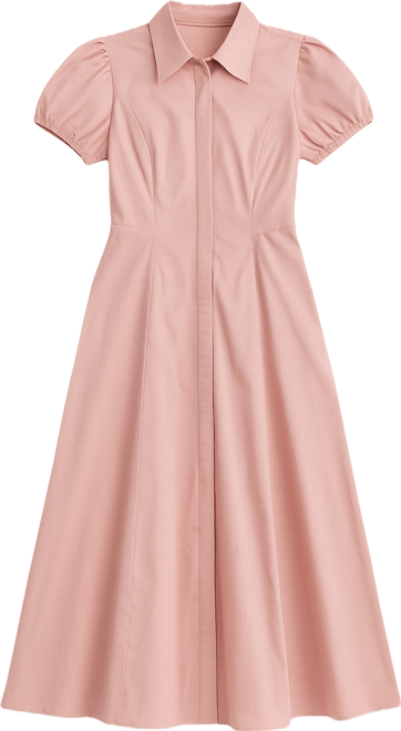 Women's Puff-Sleeve Collar Neck Shirt Dress