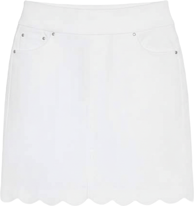 Petite Scallop Hem Stretch Denim Skirt