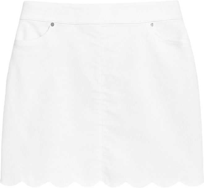 Plus Size Scallop Hem Stretch Denim Skirt