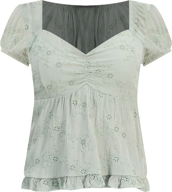 Juniors' Short-Sleeve Embroidered Sweetheart-Neck Babydoll Top