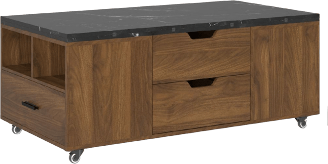 Streamdale Lift-Up Coffee Table Set w/ Stools, Storage & Expanding Dining Top