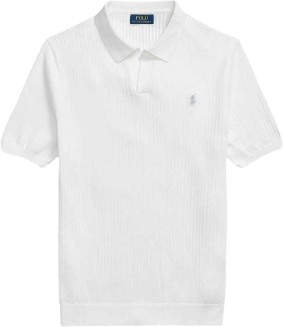 Men's Rib-Knit Cotton Johnny Collar Sweater