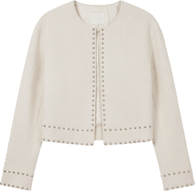 Women's Textured Stud Trim Long-Sleeve Jacket