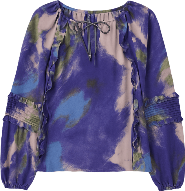 Women's Long-Sleeve Tie Detail Pull-On Top