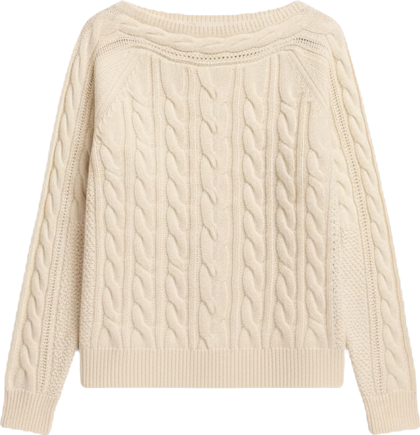 Women's Boat Neck Cable Sweater