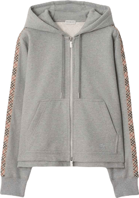 Burberry Check Trim Cotton Zip Hoodie | Bloomingdale's Women